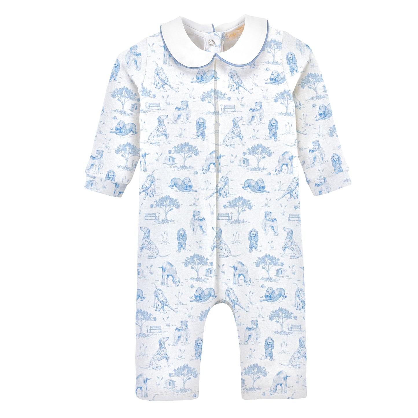BABY CLUB CHIC - Blue Playsuit W/ Round Collar - Barking Bliss
