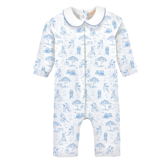 BABY CLUB CHIC - Blue Playsuit W/ Round Collar - Barking Bliss