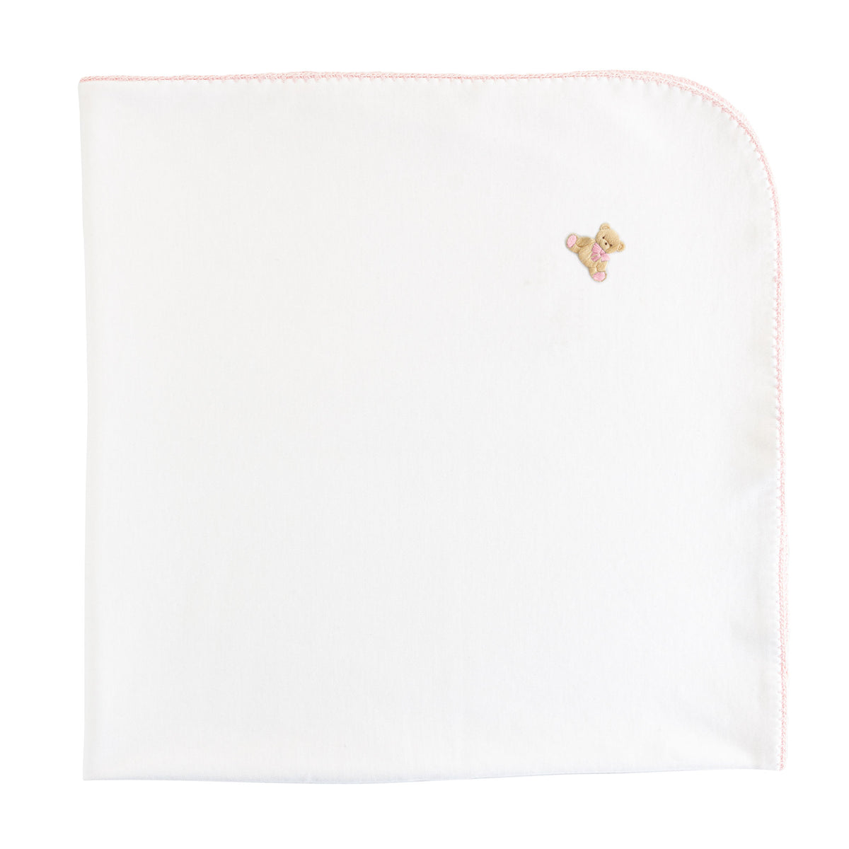BABY CLUB CHIC - Pink Embroidered Pima Receiving Blanket W/Crochet Trim - Toys