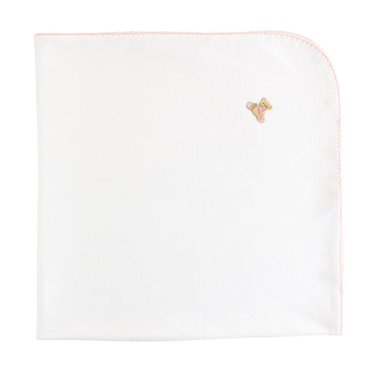 BABY CLUB CHIC - Pink Embroidered Pima Receiving Blanket W/Crochet Trim - Toys