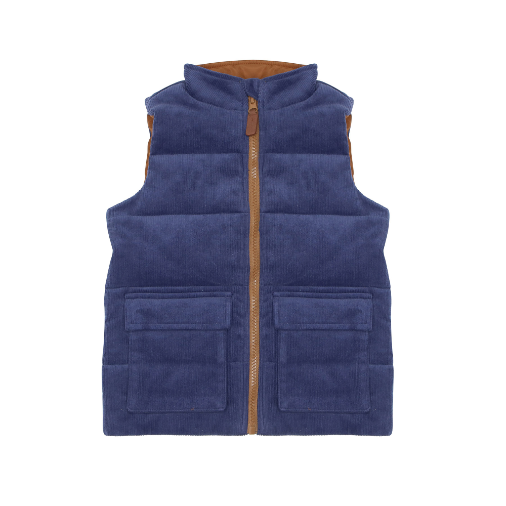 SAMMY + NAT - Joey Corduroy Vest in Washed Indigo