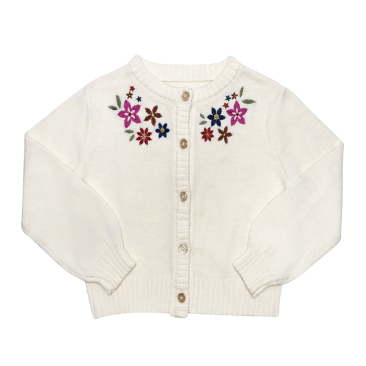 SAMMY + NAT - Jasmine Embroided Cardigan in Egret