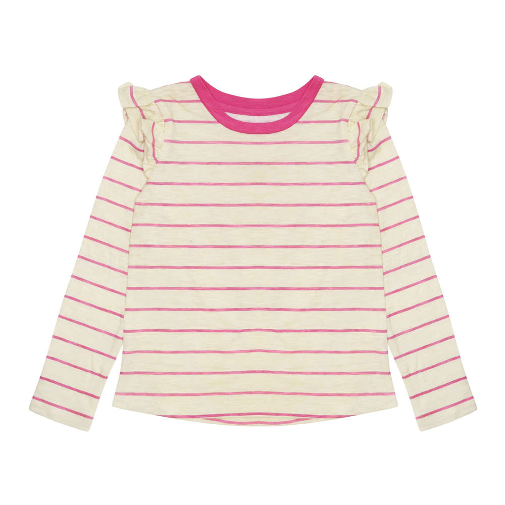 SAMMY + NAT - Kara Ruffle Top in Super Pink Stripe