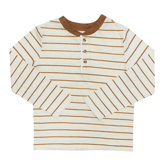 SAMMY +NAT -  Tommy Slub Henley in Chipmunk Stripe