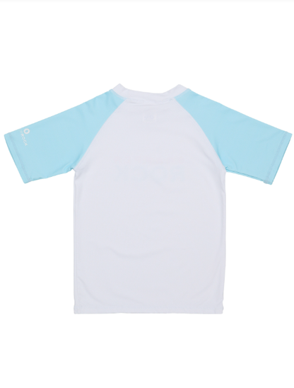 SNAPPER ROCK - Lt Blue Sleeve Sustainable SS Rash Top