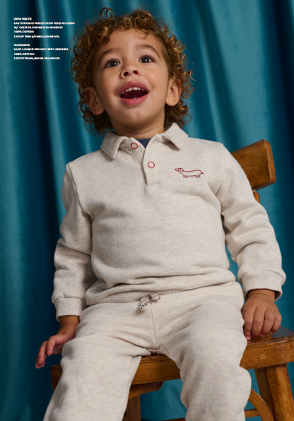 GINGERSNAPS - Baby Stefano French Terry Polo With Dog Embroidery