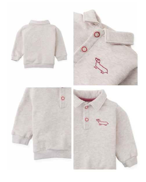 GINGERSNAPS - Baby Stefano French Terry Polo With Dog Embroidery