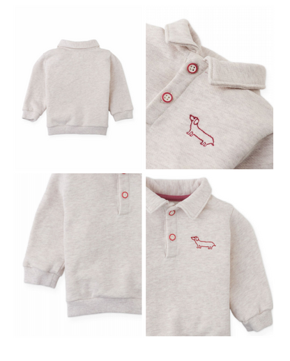 GINGERSNAPS - Baby Stefano French Terry Polo With Dog Embroidery