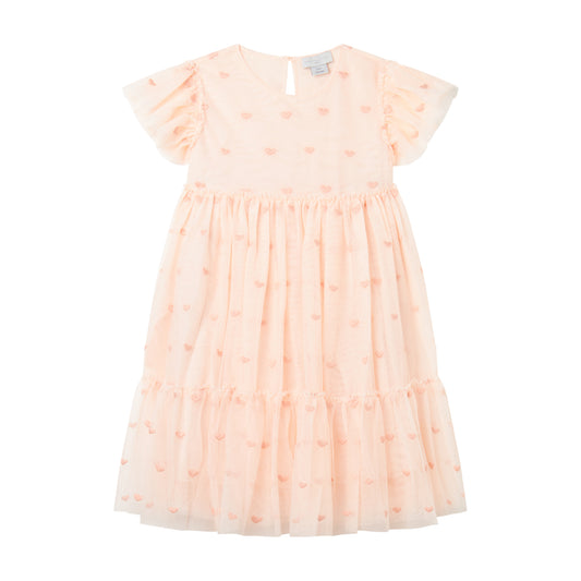 STELLA MCCARTNEY - GIRL SS PINK HEARTS EMBRO TULLE DRESS