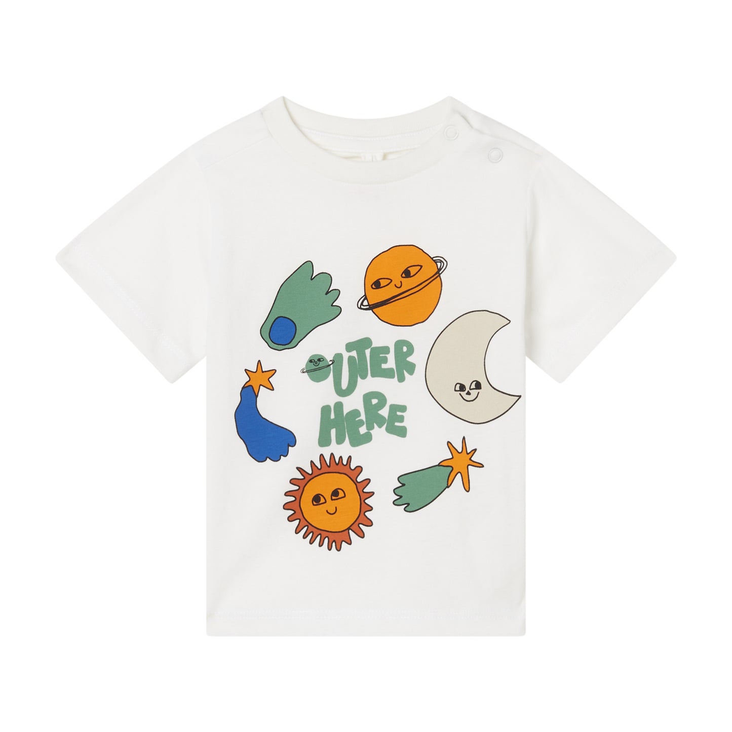 STELLA MCCARTNEY - BabyBoy SS Tee W/ Outer Here Planet Print