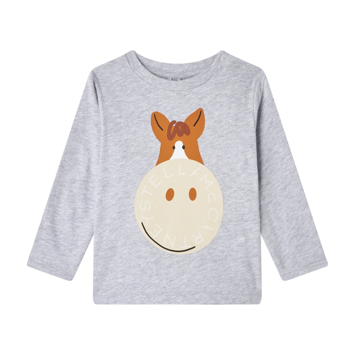 STELLA MCCARTNEY - Baby Boy LS Tee W/ Horse Logo Disk Print