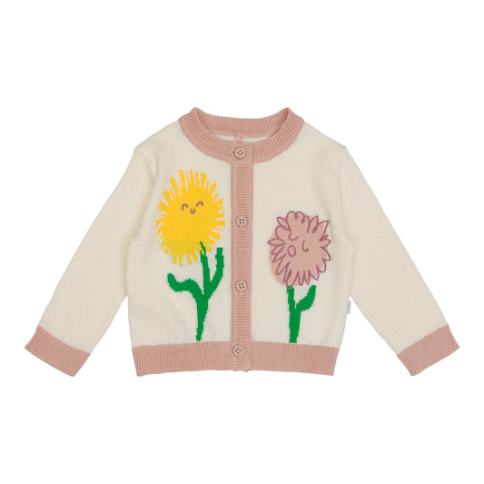 STELLA MCCARTNEY - BABY GIRL CARDIGAN WITH DANDELION INTARSIA