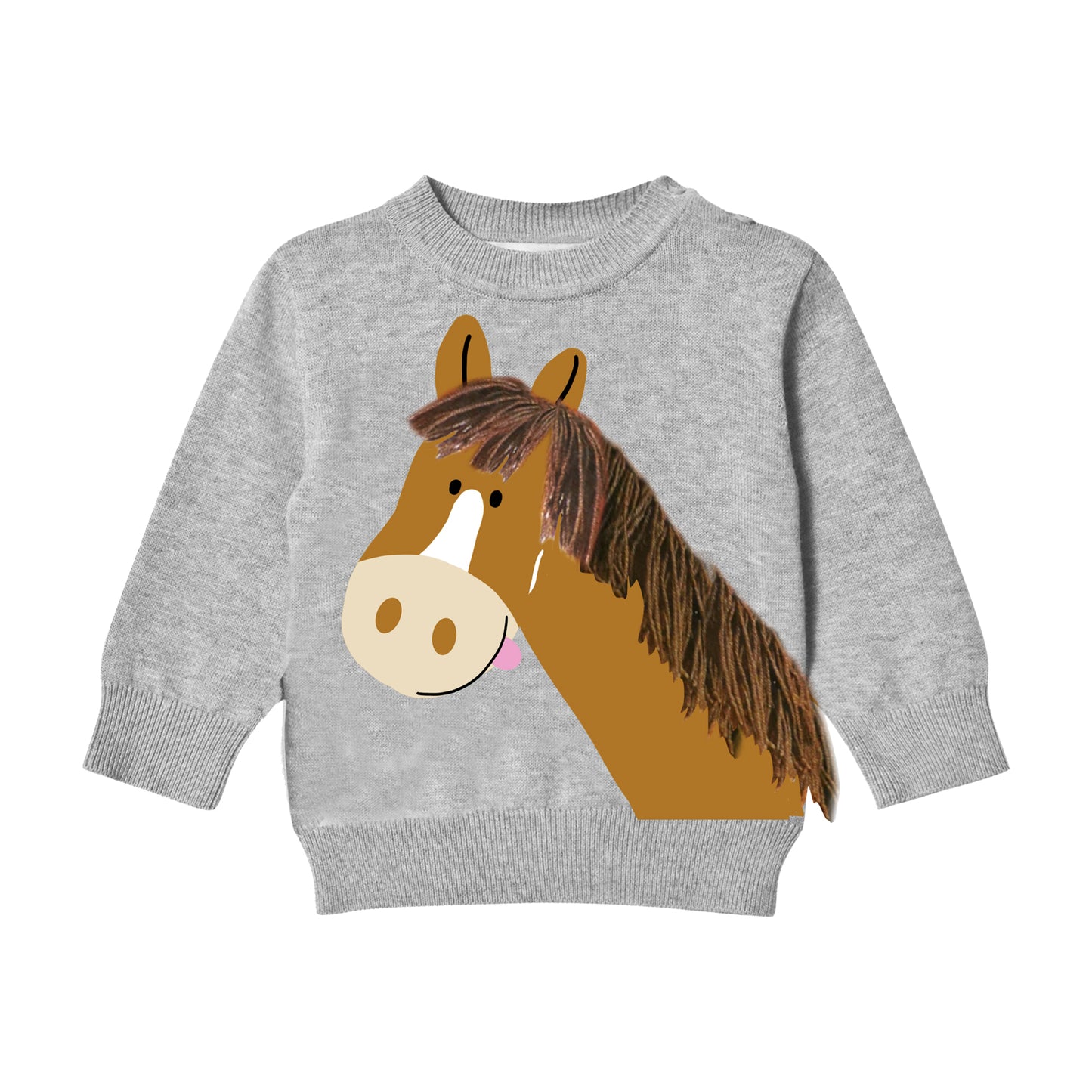 STELLA MCCARTNEY - Baby Boy Sweater With Horse Face Intarsia