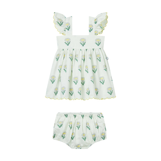 STELLA MCCARTNEY - BABY GIRL DAISIES DRESS WITH SHOULDER FRILLS