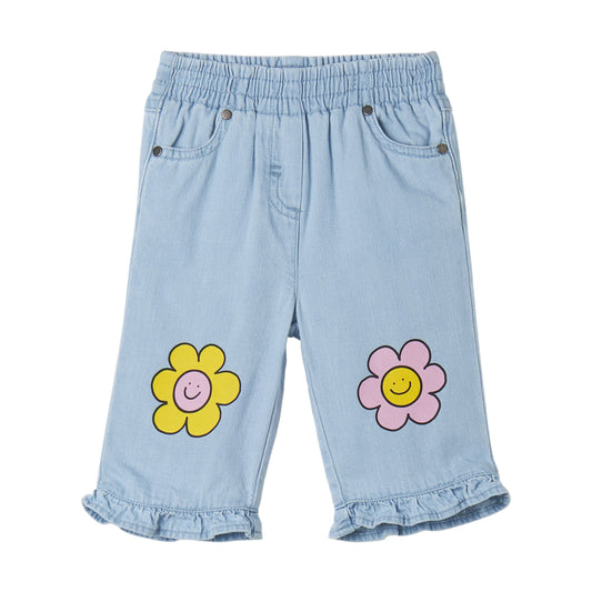STELLA MCCARTNEY - Baby Girl Denim Pants With Flowers Print