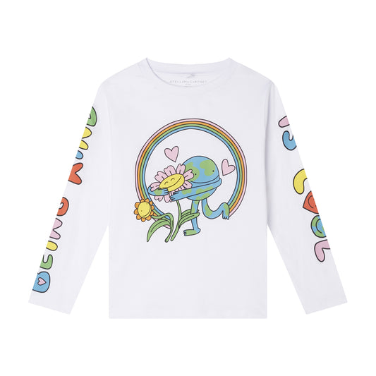 STELLA MCCARTNEY - Girls LS T-Shirt With Hug A FlowerPrint