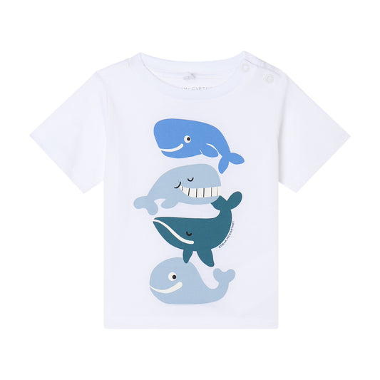 STELLA MCCARTNEY - Baby Boy SS T-Shirt With Whale Graphics