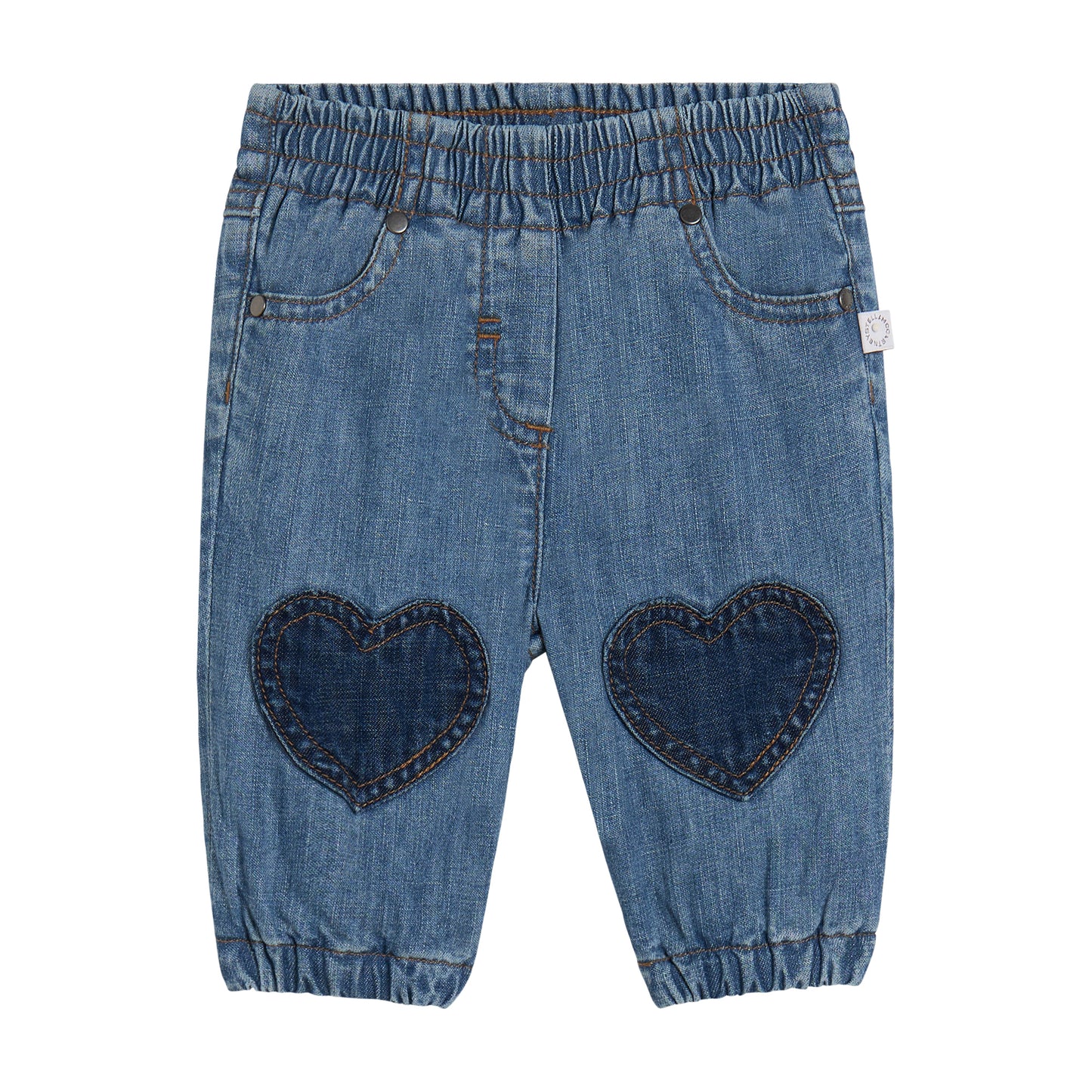 STELLA MCCARTNEY - Baby Girl Chambray Pants With Heart Patches