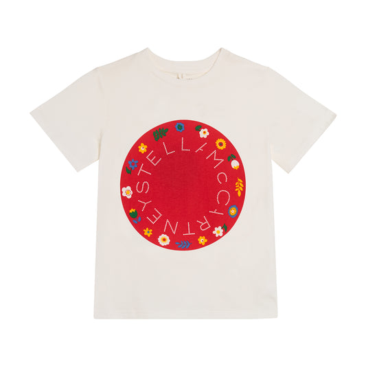 STELLA MCCARTNEY - Girl SS T-shirt With Stella Logo Disk Print in Red
