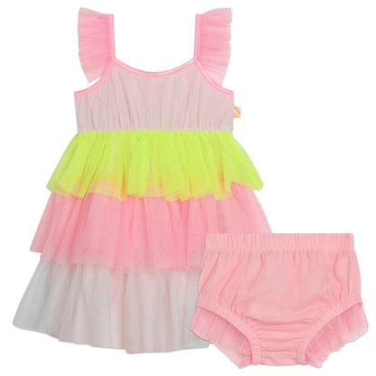 BILLIEBLUSH - Baby Multico Layered Tulle Dress W/ Flounced Straps