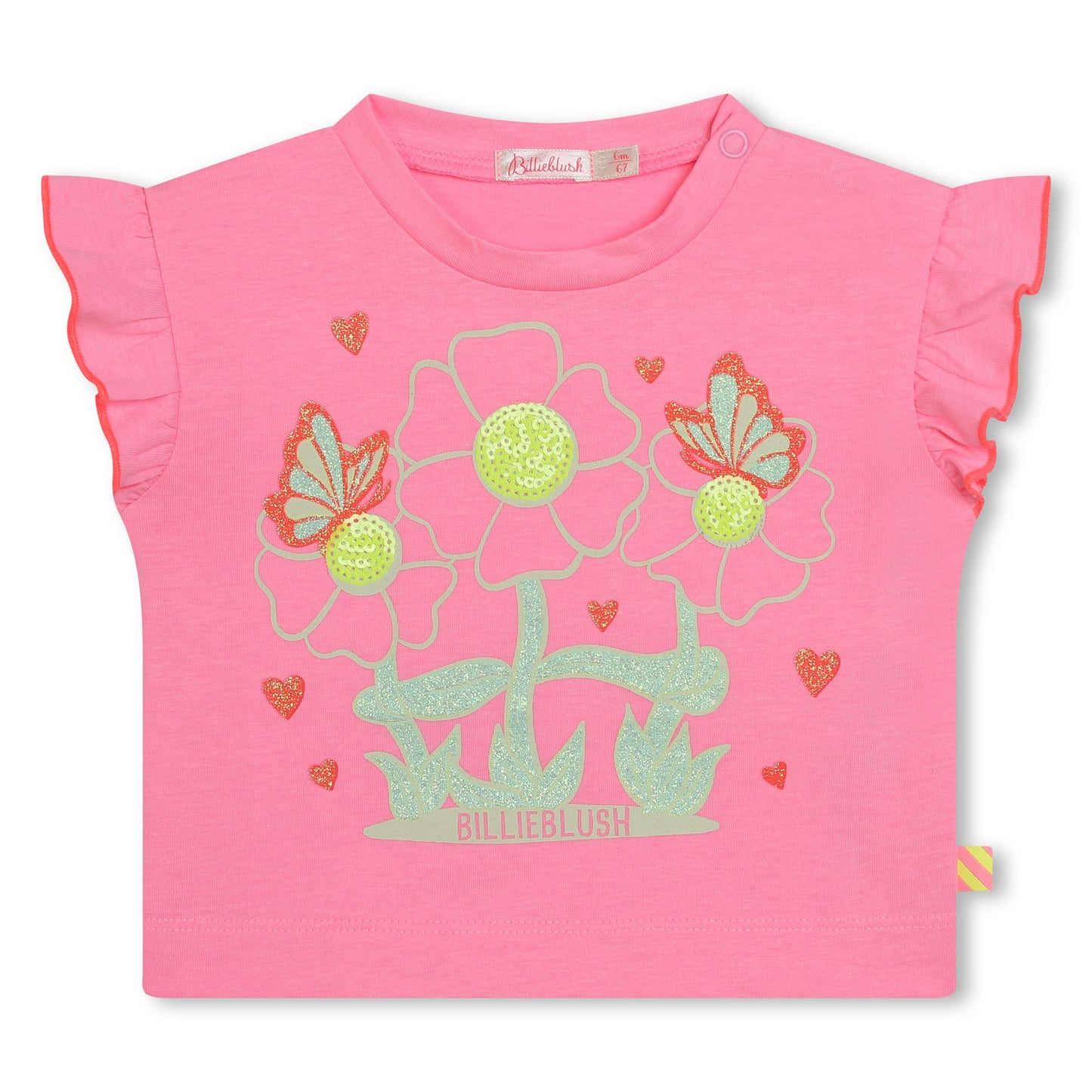 BILLIEBLUSH - Bab Flounced Sleeve Tee W/ Flowers & Butterflies