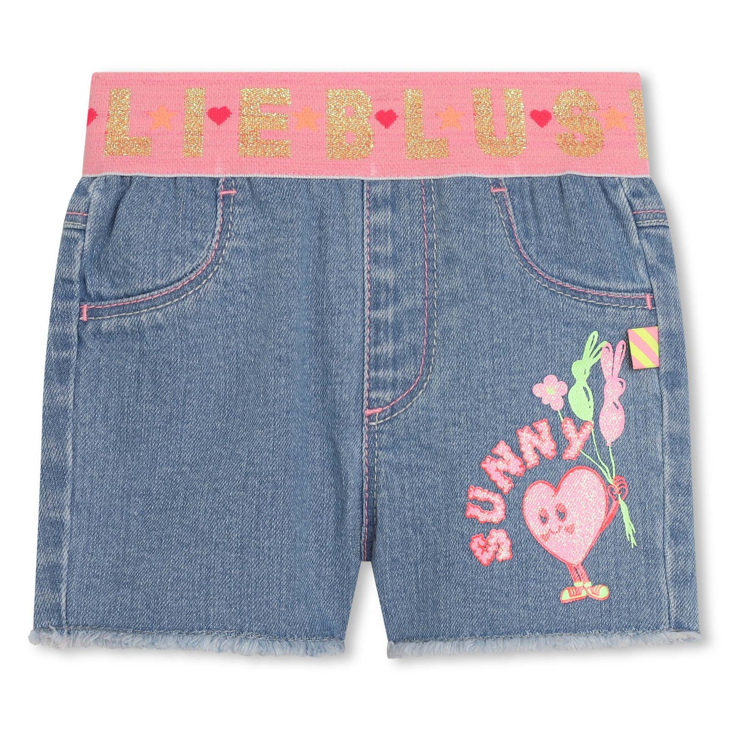 BILLIEBLUSH - Baby Denim Shorts W/ Elastic Logo Waist