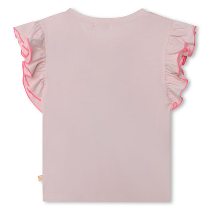 BILLIEBLUSH -   Flouny Sleeve Tee W/ Flower Graphic -Light Pink