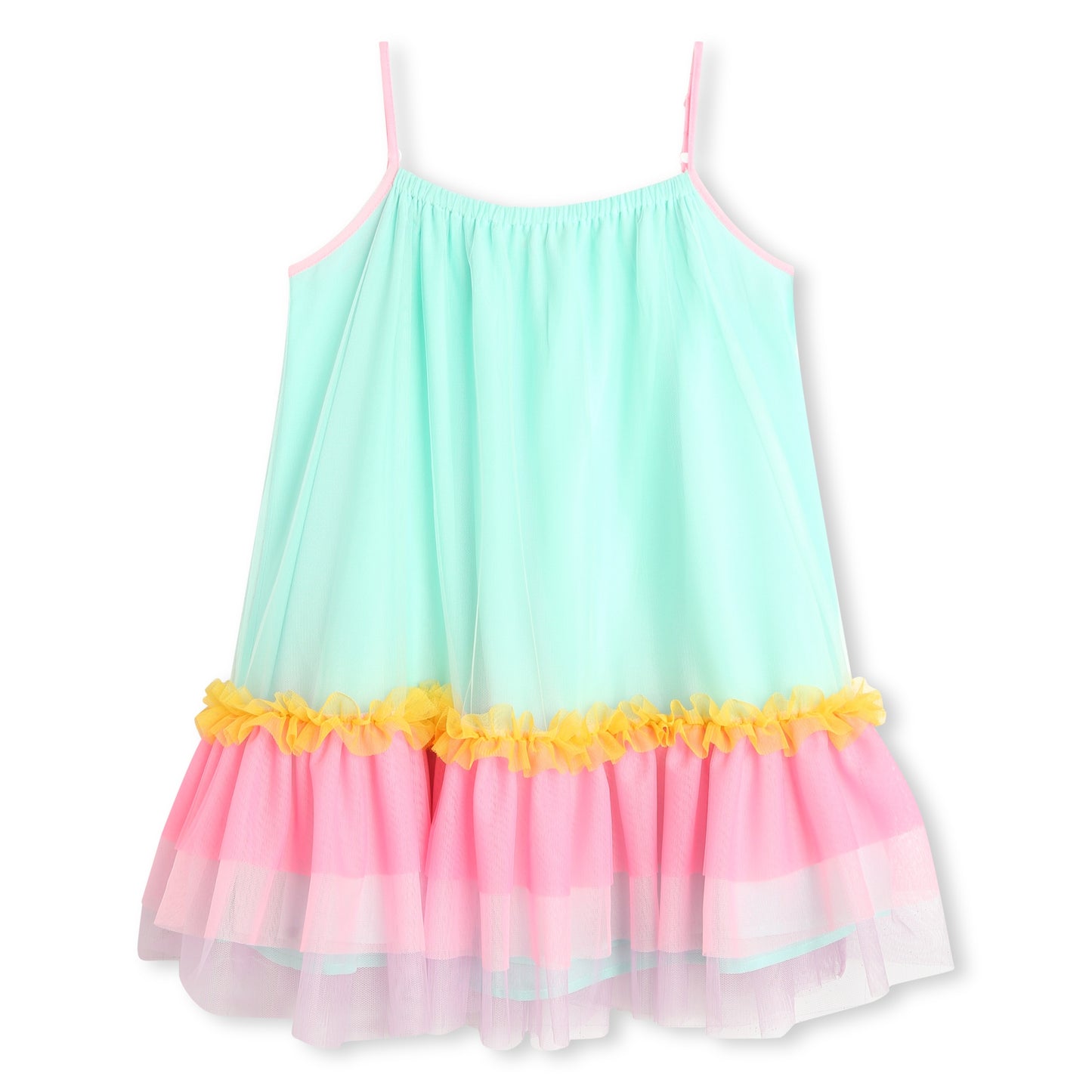 BILLIEBLUSH - Tulle Spaghetti Strap Dress W/ Multico Flounces