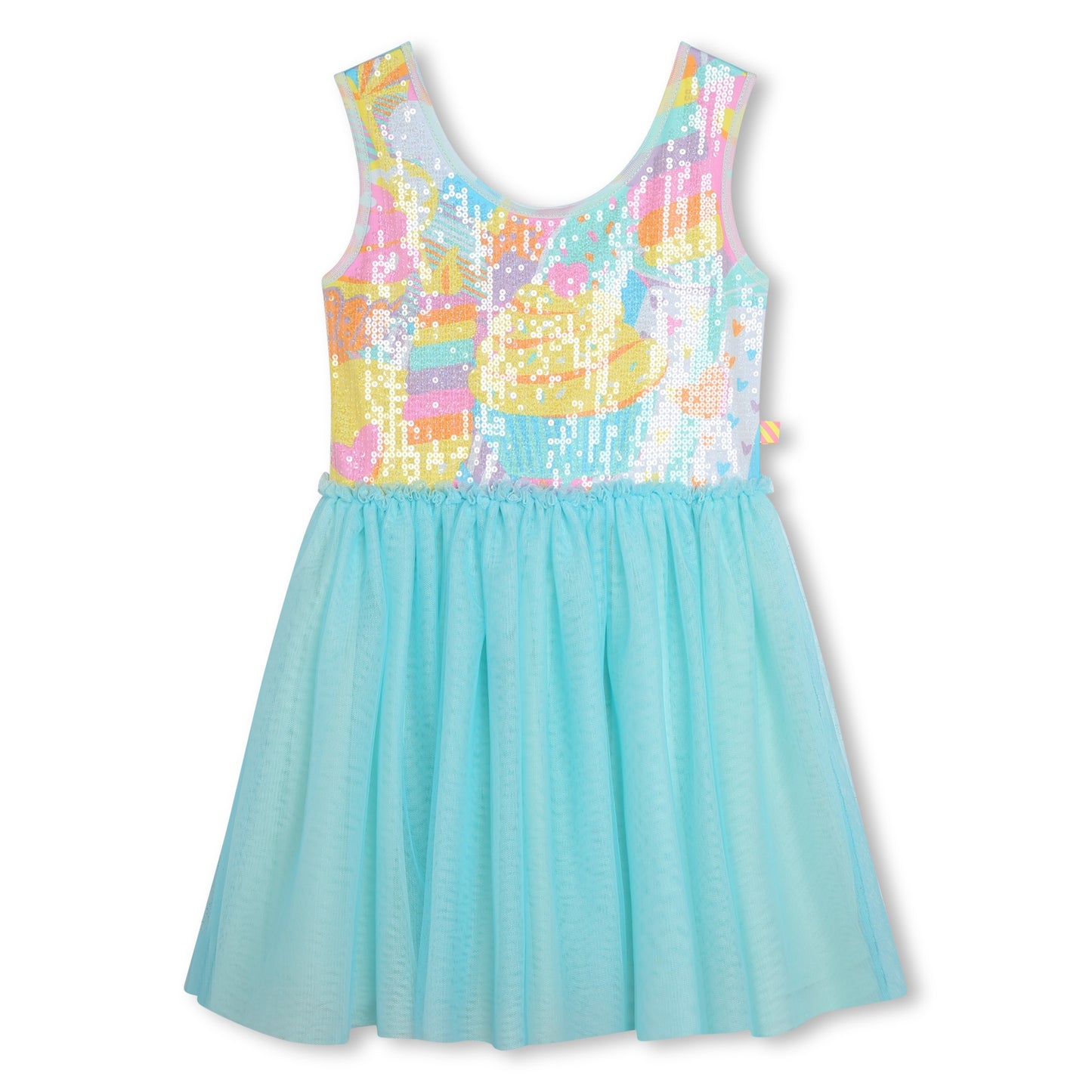 BILLIEBLUSH - Bi-Material Sequin Tulle Dress W/ Glitter Crown