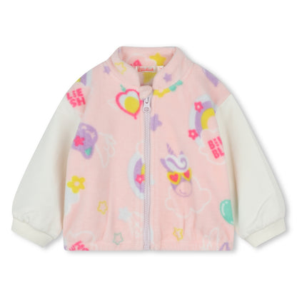 BILLIEBLUSH - ZIP UP FLEECE CARDIGAN ALLOVER MAGIC RAINBOW PRINT