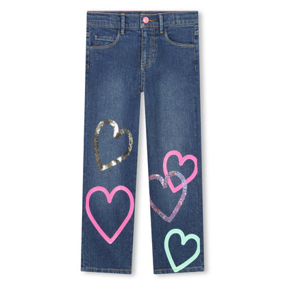 BILLIEBLUSH - Denim Trousers With Heart Graphics