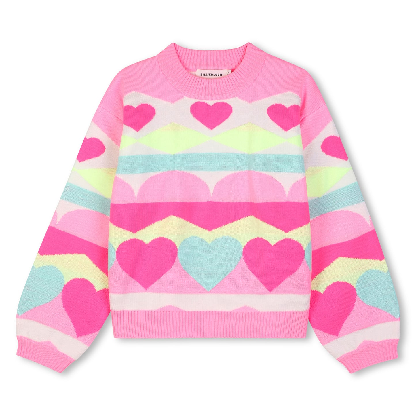 BILLIEBLUSH - Girls Sweater With Heart & Zigzag Pattern