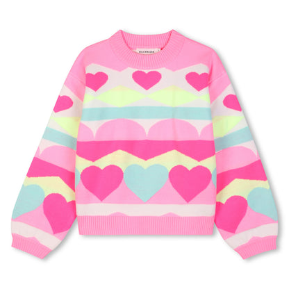 BILLIEBLUSH - Girls Sweater With Heart & Zigzag Pattern