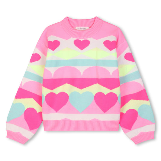 BILLIEBLUSH - Girls Sweater With Heart & Zigzag Pattern