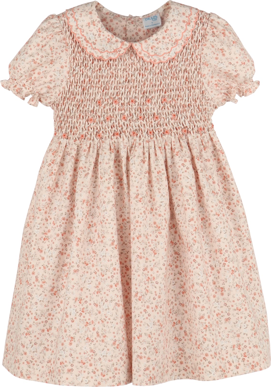 LULI & ME - Honeycomb Smock Dress - Orange