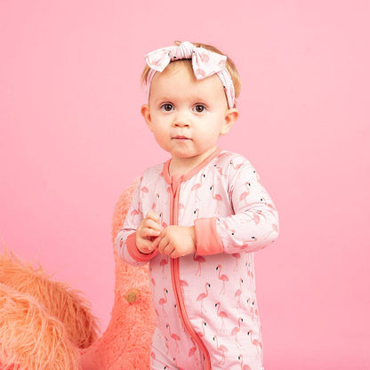 EMERSON AND FRIENDS- Fancy Flamingos Pink Bamboo Baby Pajamas Convertible Sleeper