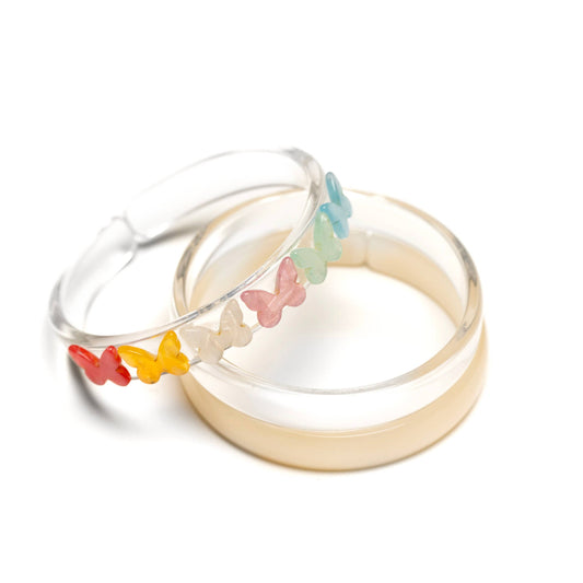LILIES & ROSES Butterfly Pearl Pastel Shades Bangles (Set/3)