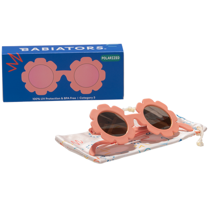 Peachy Keen Polarized Flower Sunglasses with Mirrored Lens
