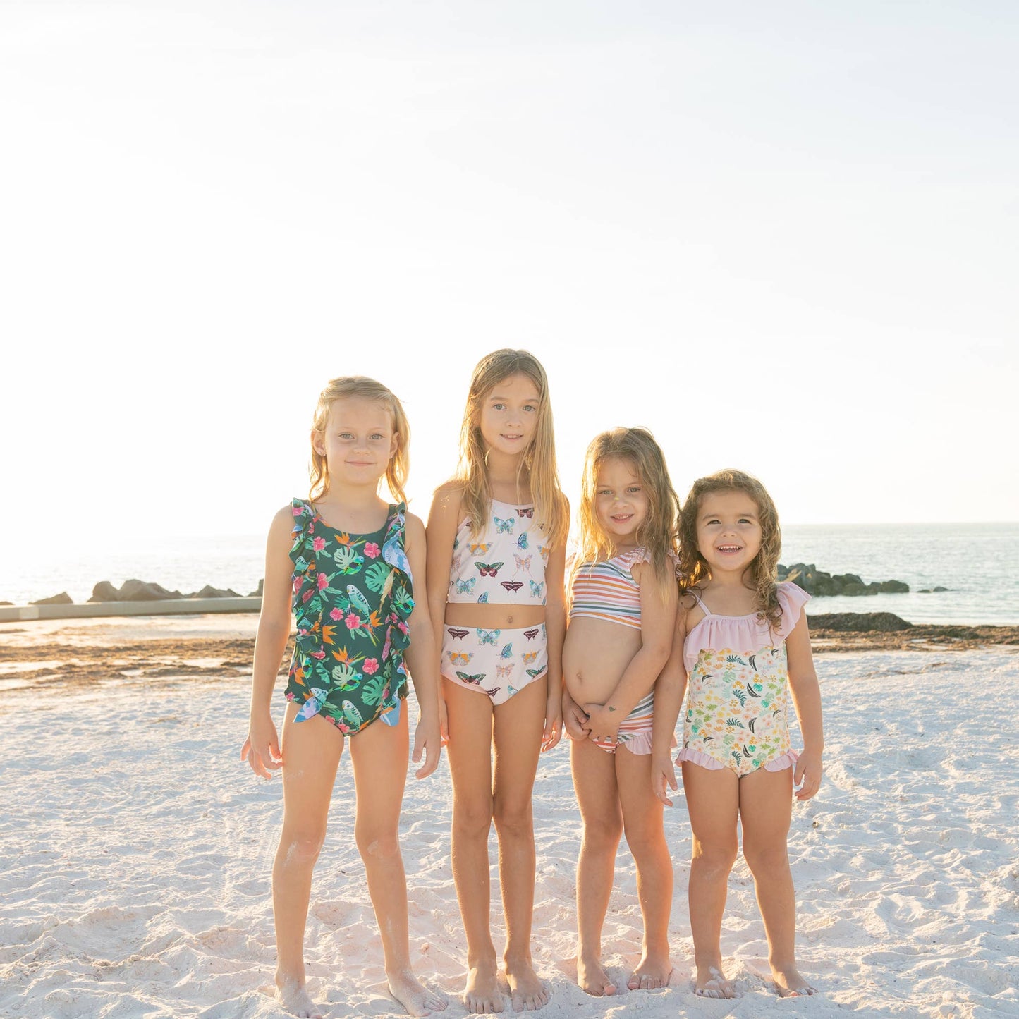 EMERSON & FRIENDS - Sunset Stripes Flutter Bikini Girls Swimsuit
