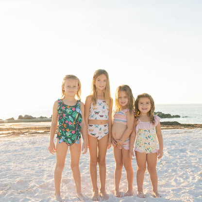 EMERSON & FRIENDS - Sunset Stripes Flutter Bikini Girls Swimsuit