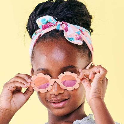 Peachy Keen Polarized Flower Sunglasses with Mirrored Lens