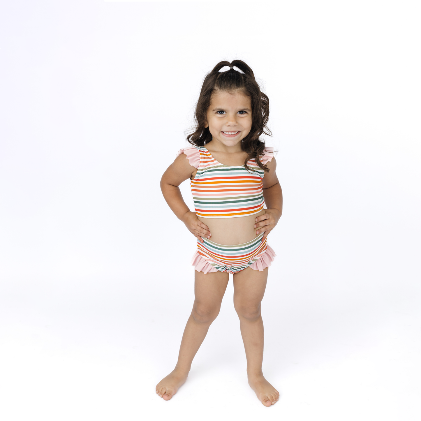 EMERSON & FRIENDS - Sunset Stripes Flutter Bikini Girls Swimsuit