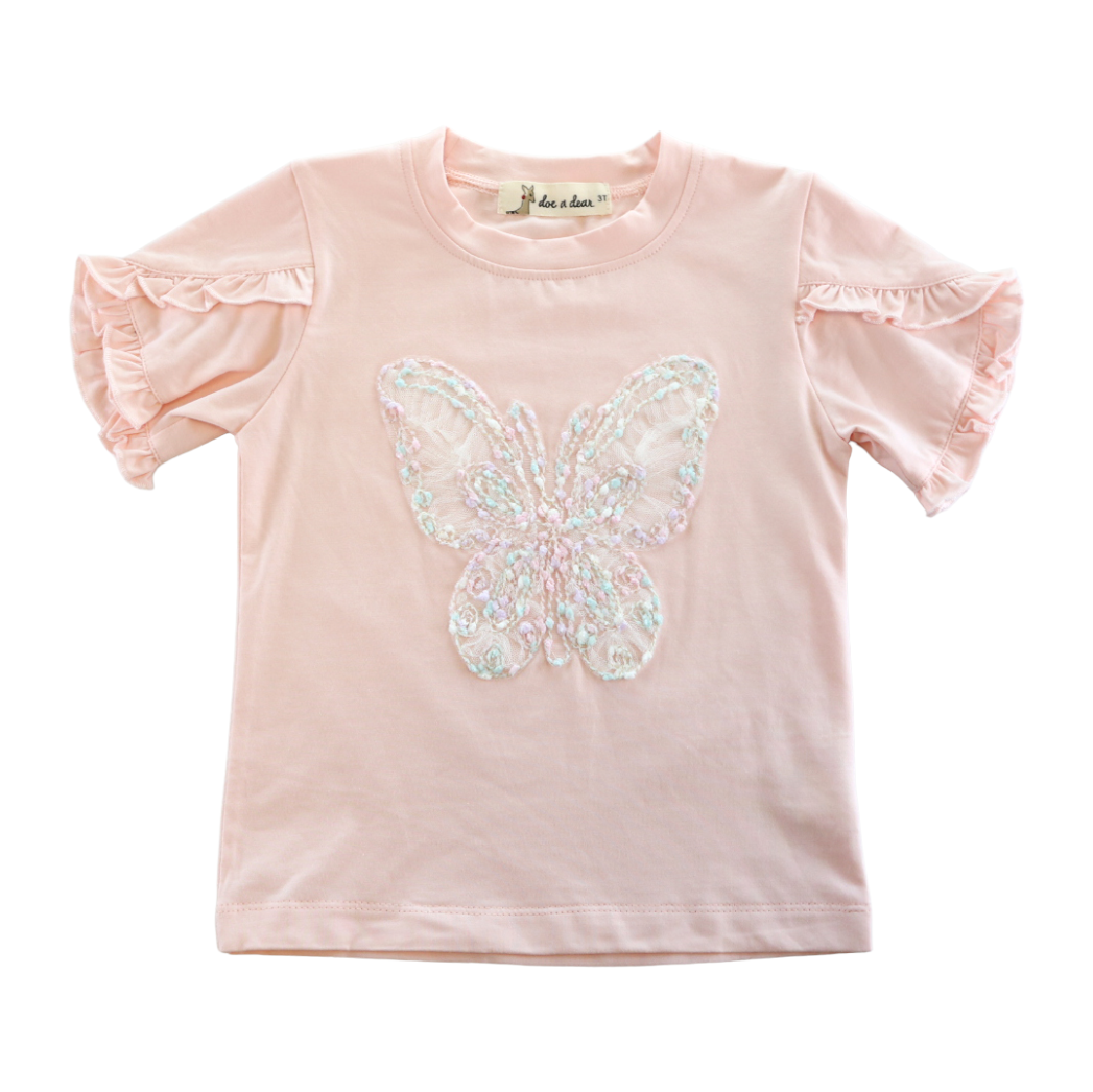 DOE A DEAR - Pink Butterfly Tee