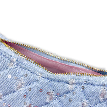 DOE A DEAR -  Denim Crescent Purse - Dark Blue