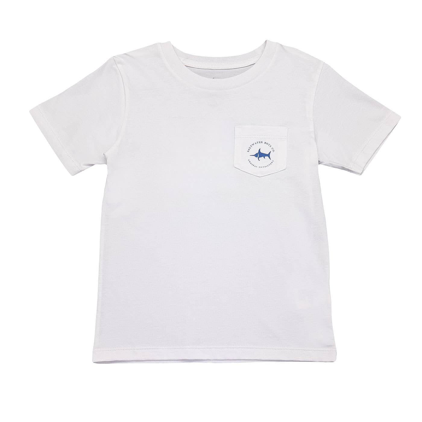 Boys Fishing Pole Flag Graphic Tee -White 