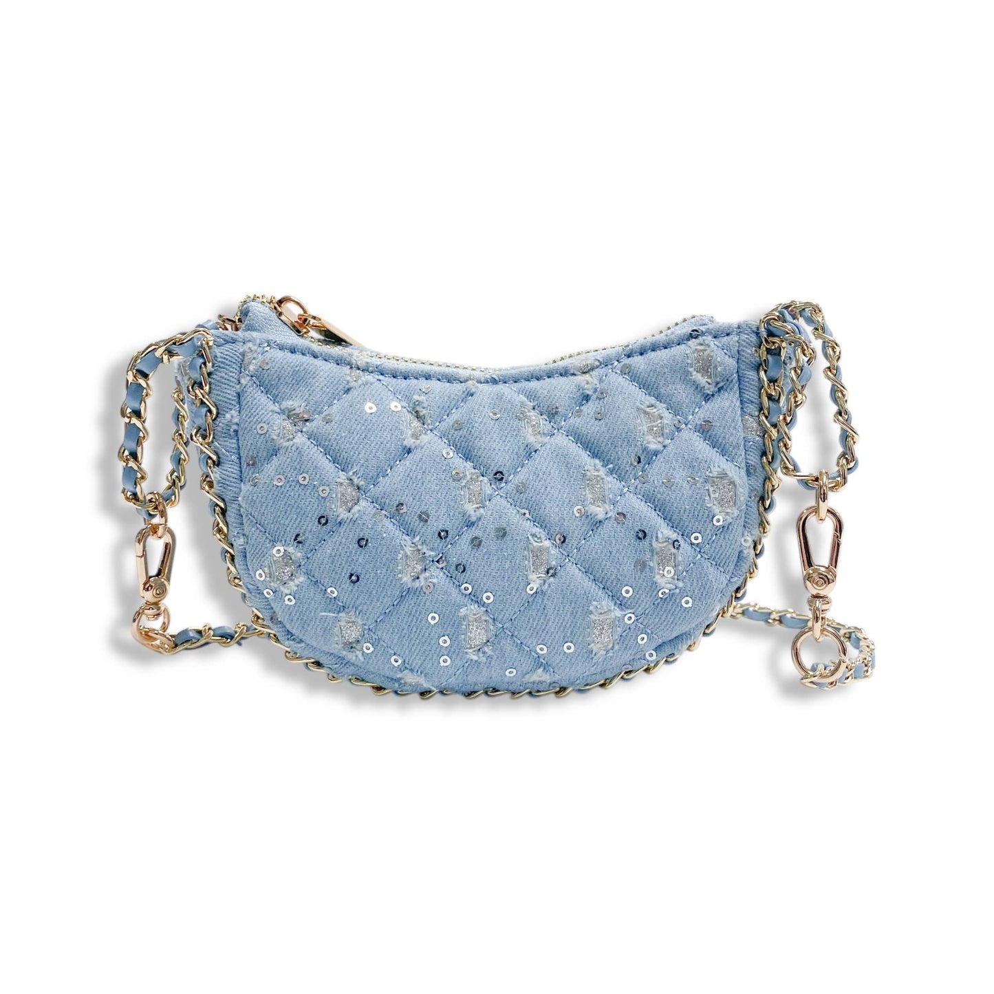 DOE A DEAR -  Denim Crescent Purse - Dark Blue