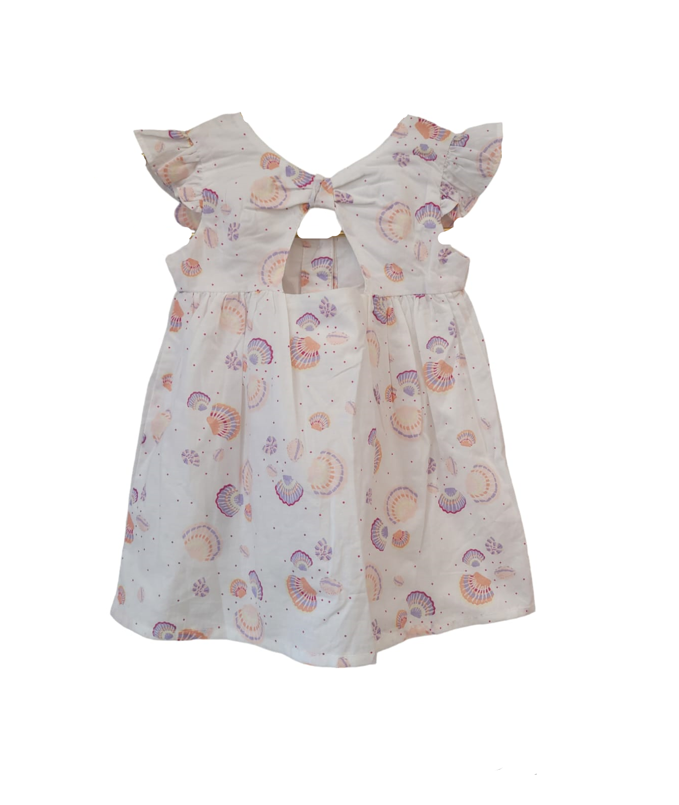 CARREMENT BEAU - Girls Percale Seashell Print Dress w/ Matching Headband