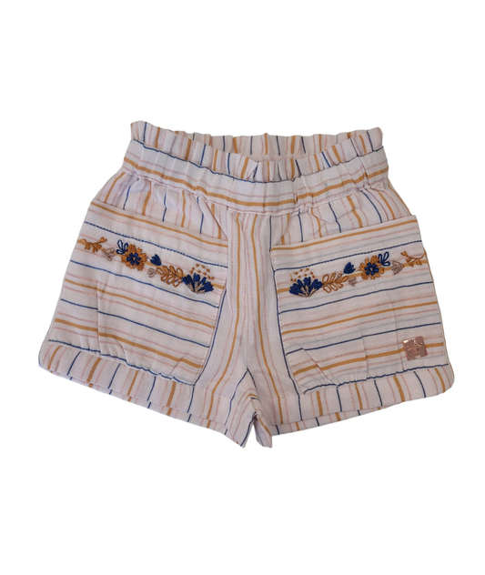 CARREMENT BEAU - Gauze Shorts W/ Multico Small Stripes