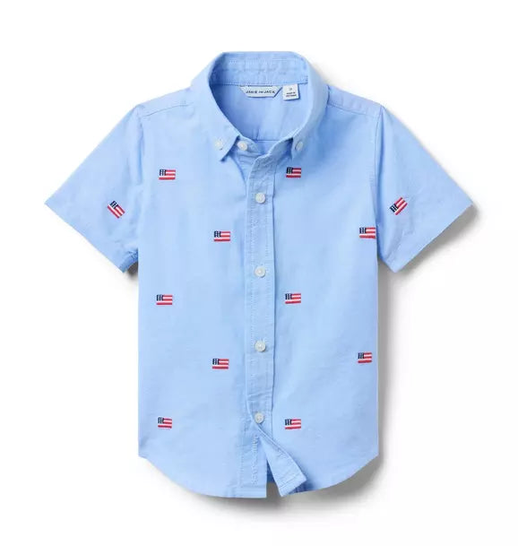 JANIE AND JACK - W SS Aoe Flag Oxford Top Amr