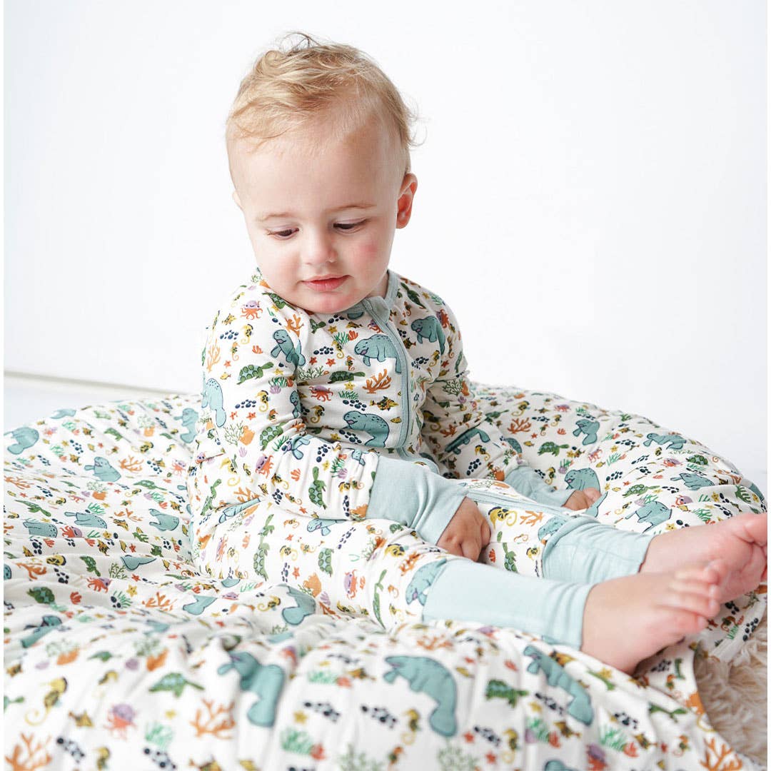 EMERSON AND FRIENDS- Manatee Bamboo Baby Pajamas Convertible Romper